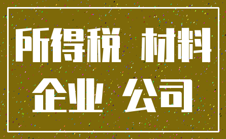 所得税 材料_企业 公司