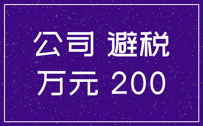 公司 避税_万元 200