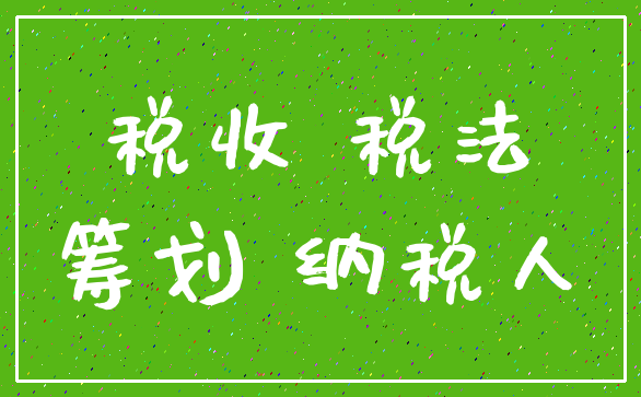 税收 税法_筹划 纳税人