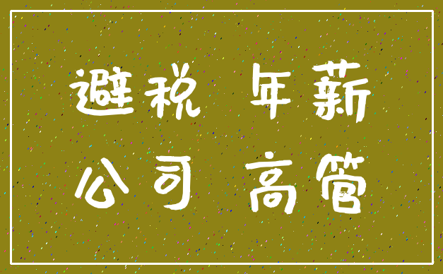 避税 年薪_公司 高管