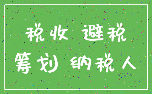 税收 避税_筹划 纳税人
