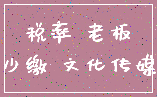 税率 老板_少缴 文化传媒