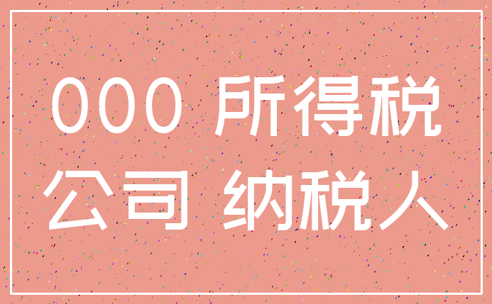 000 所得税_公司 纳税人