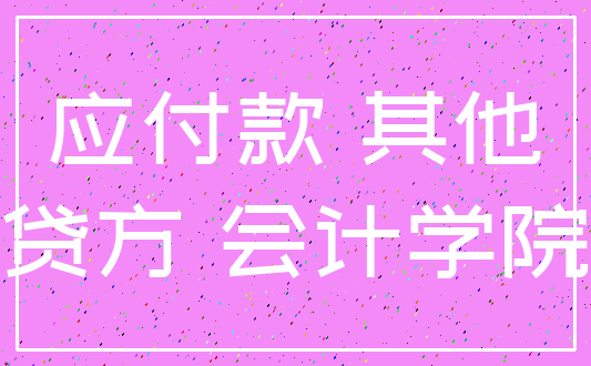 应付款 其他_贷方 会计学院