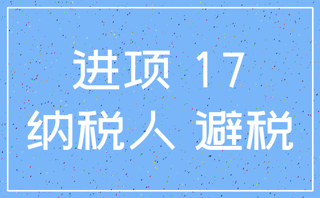 进项 17_纳税人 避税