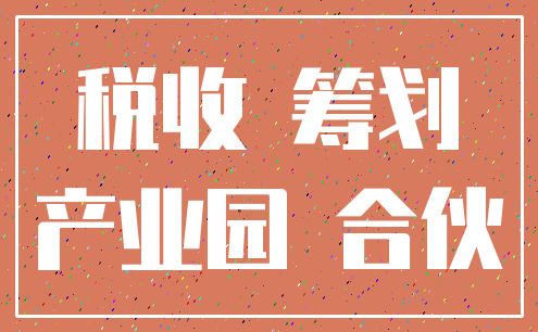 税收 筹划_产业园 合伙