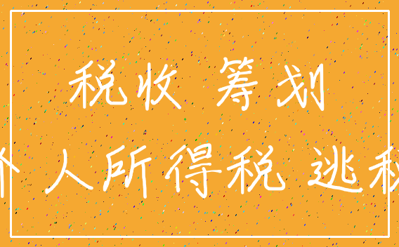 税收 筹划_个人所得税 逃税