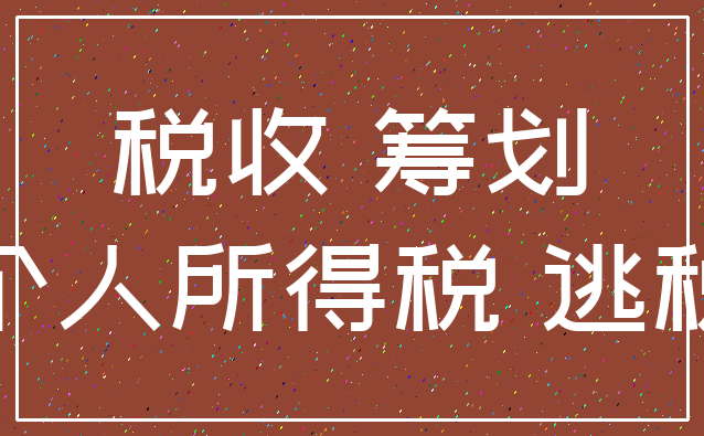 税收 筹划_个人所得税 逃税