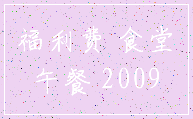 福利费 食堂_午餐 2009
