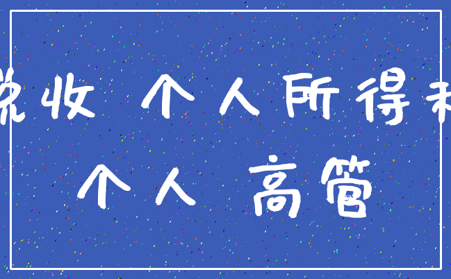 税收 个人所得税_个人 高管