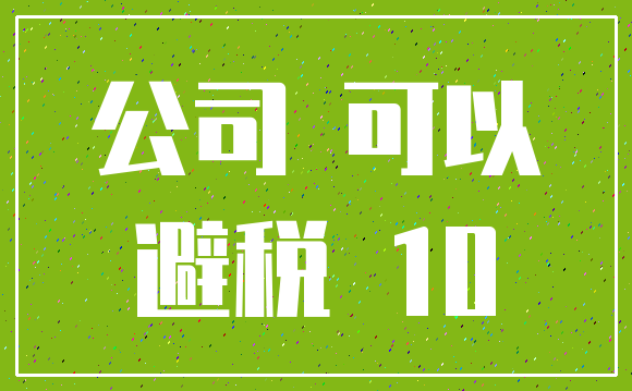 公司 可以_避税 10