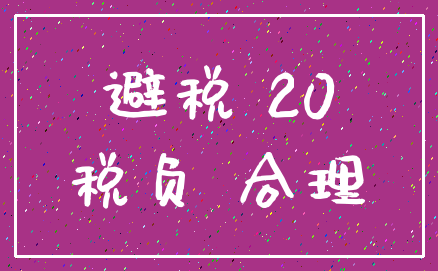 避税 20_税负 合理