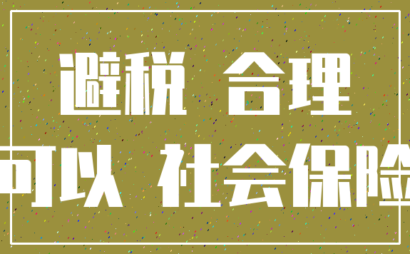 避税 合理_可以 社会保险