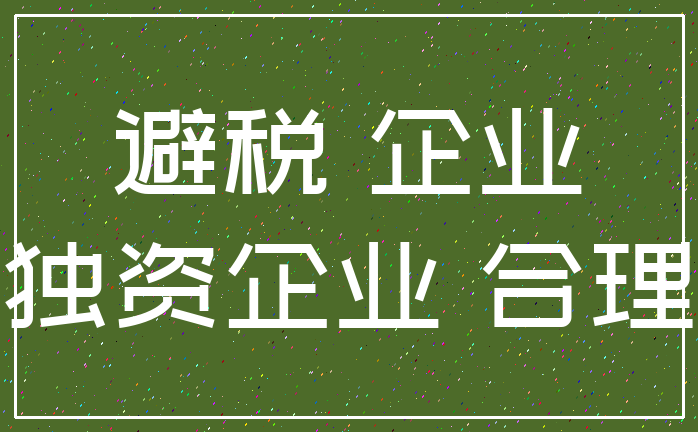 避税 企业_独资企业 合理