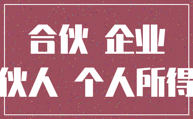 合伙 企业_合伙人 个人所得税
