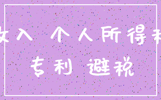 收入 个人所得税_专利 避税