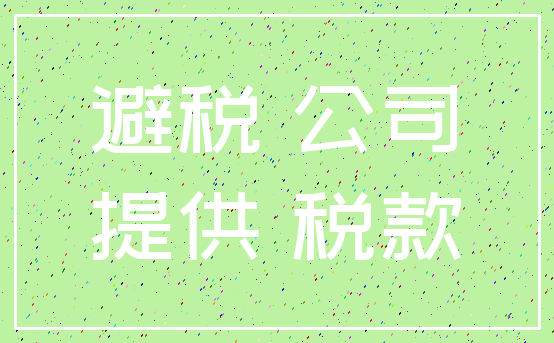 避税 公司_提供 税款