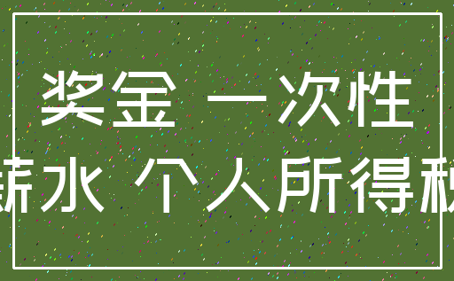 奖金 一次性_薪水 个人所得税