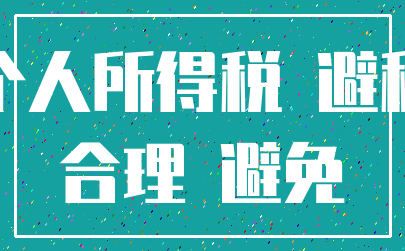 个人所得税 避税_合理 避免