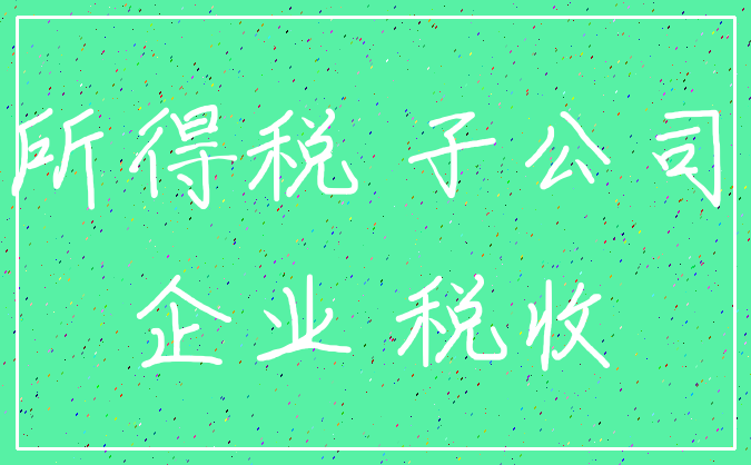 所得税 子公司_企业 税收