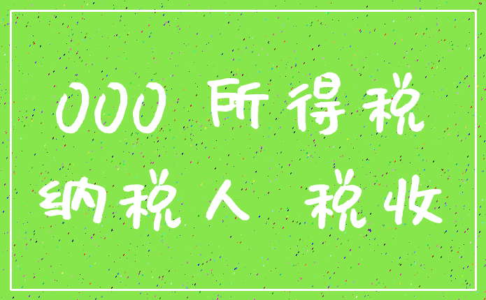 000 所得税_纳税人 税收