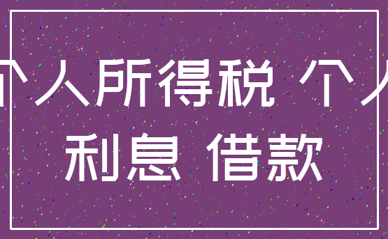 个人所得税 个人_利息 借款