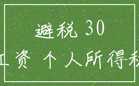 避税 30_工资 个人所得税