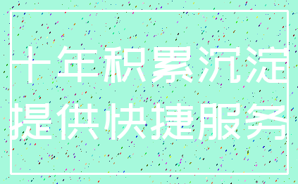 十年积累沉淀_提供快捷服务
