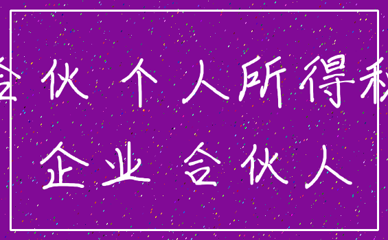 合伙 个人所得税_企业 合伙人