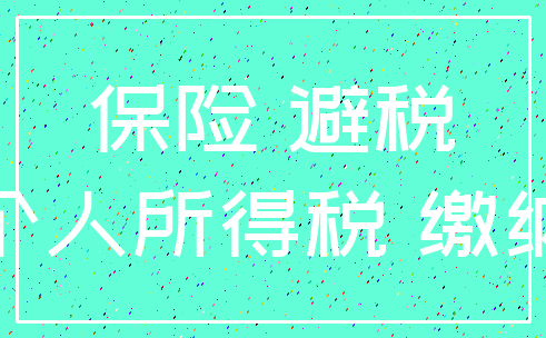 保险 避税_个人所得税 缴纳