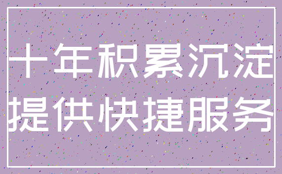 十年积累沉淀_提供快捷服务