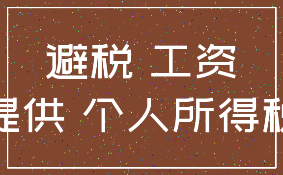避税 工资_提供 个人所得税