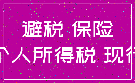 避税 保险_个人所得税 现行