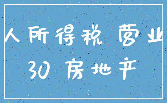 个人所得税 营业税_30 房地产