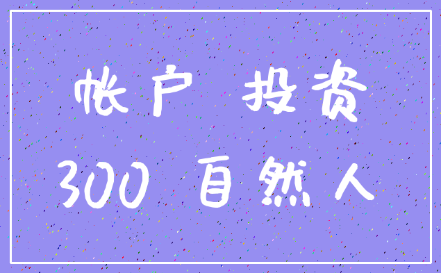 帐户 投资_300 自然人