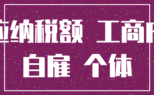 应纳税额 工商户_自雇 个体