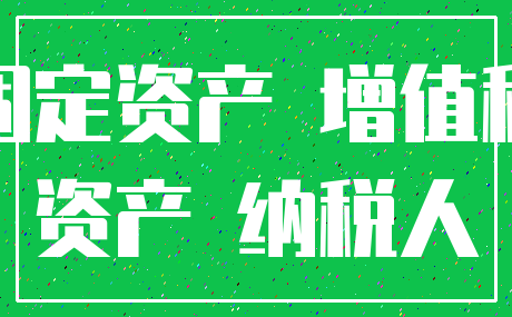 固定资产 增值税_资产 纳税人