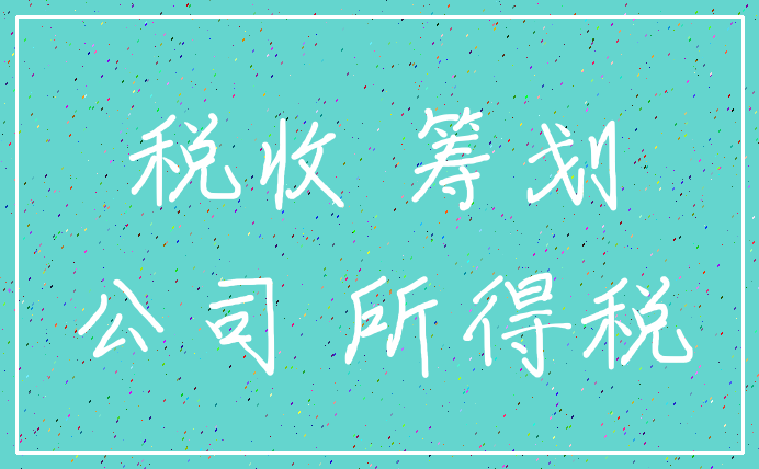 税收 筹划_公司 所得税