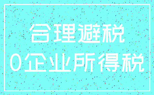 合理避税_0企业所得税
