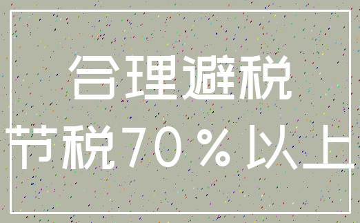 合理避税_节税70%以上