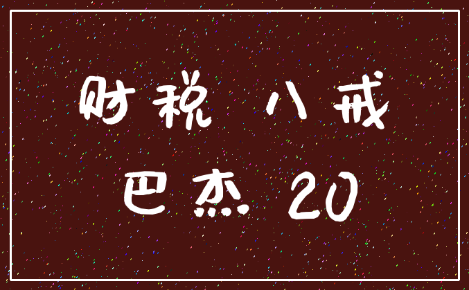 财税 八戒_巴杰 20