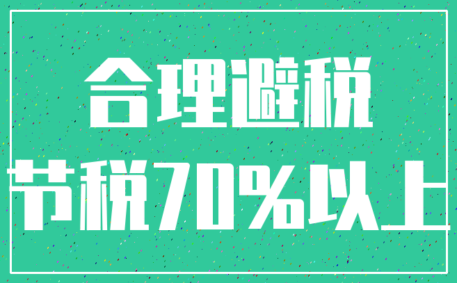 合理避税_节税70%以上