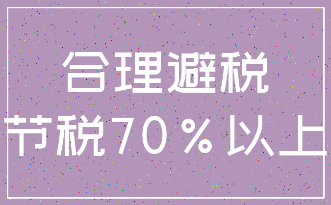 合理避税_节税70%以上