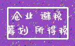 企业 避税_筹划 所得税