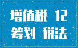 增值税 12_筹划 税法