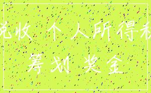 税收 个人所得税_筹划 奖金