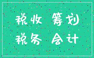 税收 筹划_税务 会计