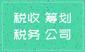 税收 筹划_税务 公司