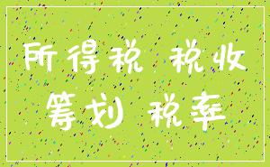 所得税 税收_筹划 税率
