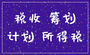 税收 筹划_计划 所得税